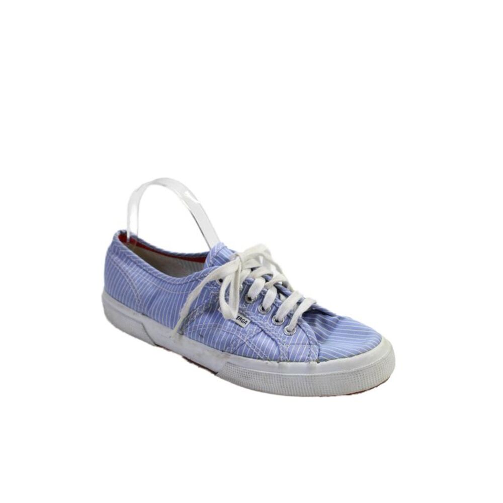 Superga Womens Lace Up Stitiching Detail Striped Print Sneakers Blue Size 9